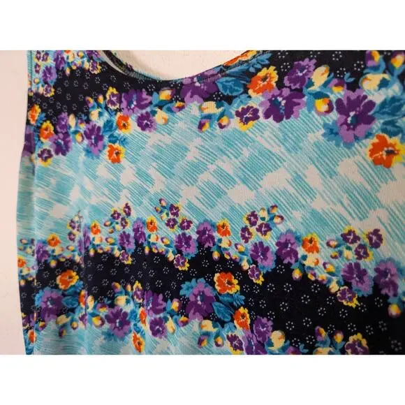 Vtg Jostar Floral Sundress Womens Medium Blue Colorful Cover Up Beachy Breezy - Picture 2 of 6